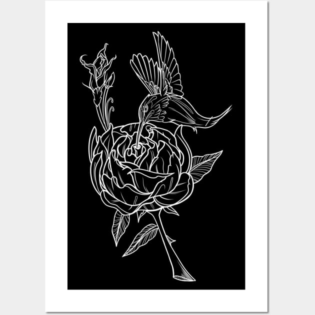 Hummingbird Hark Blk Wall Art by Scottconnick